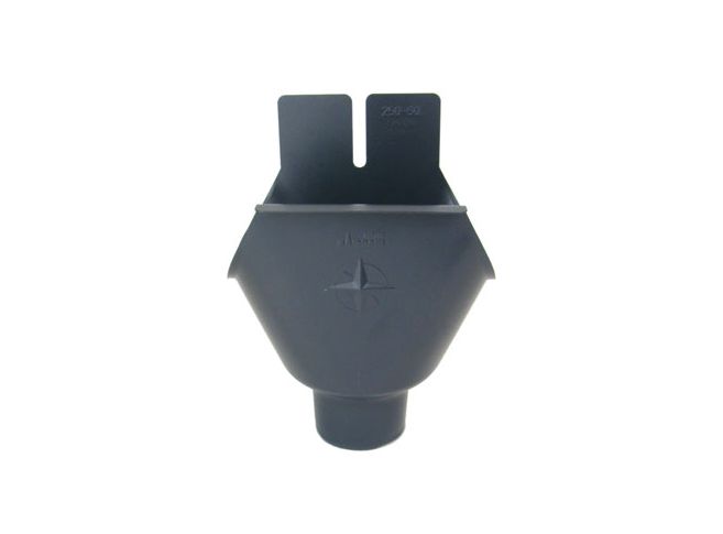 115mm Half Round Anthracite Grey Galvanised Steel 60mm 'wrap around' Gutter Outlet