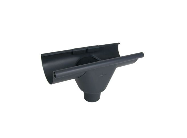 115mm Half Round Anthracite Grey Galvanised Steel 60mm 'prefab' Gutter Outlet