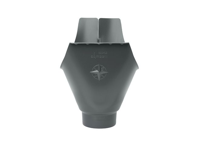 150mm Half Round Anthracite Grey Galvanised Steel 100mm 'wrap around' Gutter Outlet