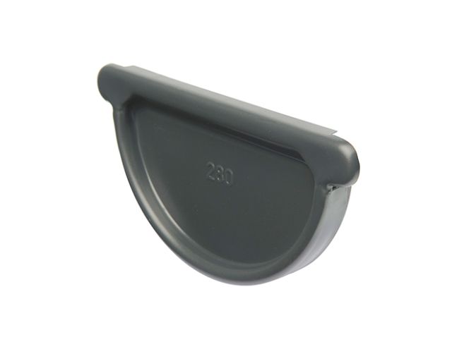 150mm Half Round Anthracite Grey Galvanised Steel Gutter Stop End
