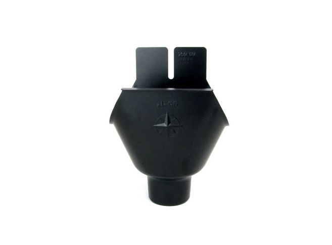 115mm Half Round Black Galvanised Steel 60mm 'wrap around' Gutter Outlet