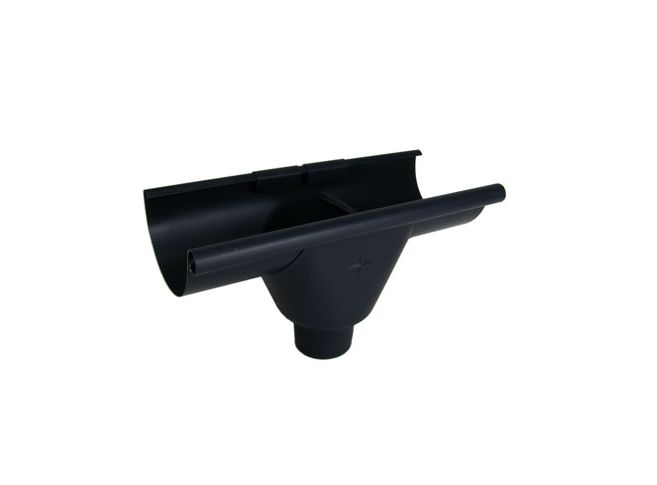 115mm Half Round Black Galvanised Steel 60mm 'prefab' Gutter Outlet