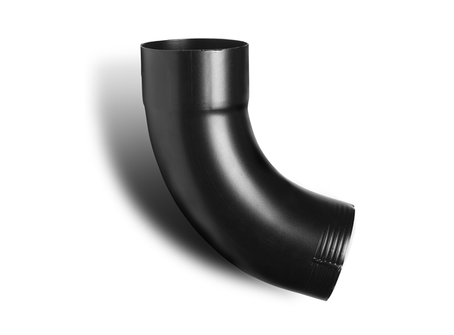 100mm Black Coated Galvanised Steel Downpipe 70Âº Bend