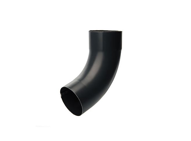 80mm Black Coated Galvanised Steel Downpipe 70Âº Bend