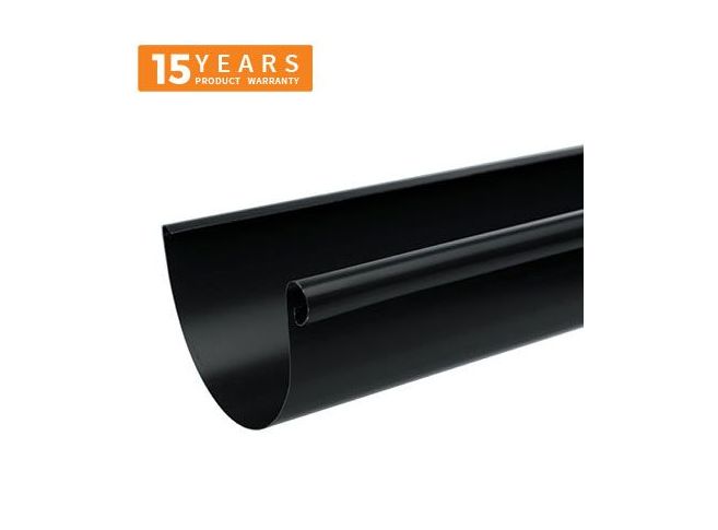 115mm Half Round Black Coated Galvanised Steel Gutter 3m Length
