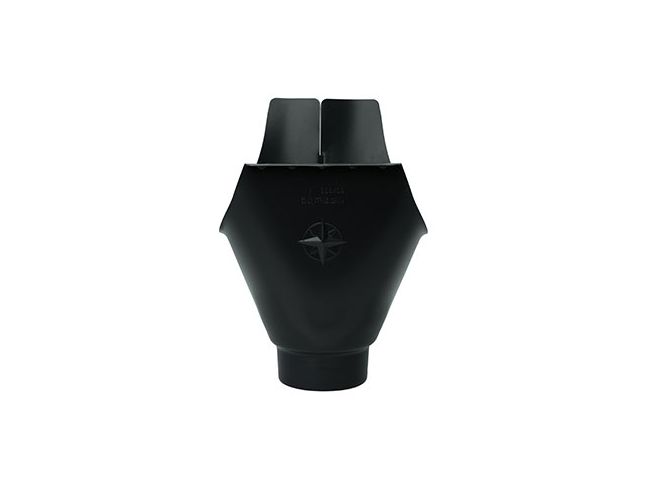 150mm Half Round Black Coated Galvanised Steel 100mm 'wrap around' Gutter Outlet