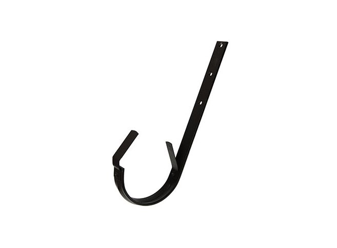 125mm Half Round Black Coated Galvanised Steel Top Fix Rafter Bracket (Bend On Site) 