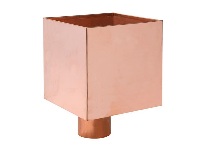 Copper Plain Box Hopper Head 200w x 200d x 200h with 100mm Outlet