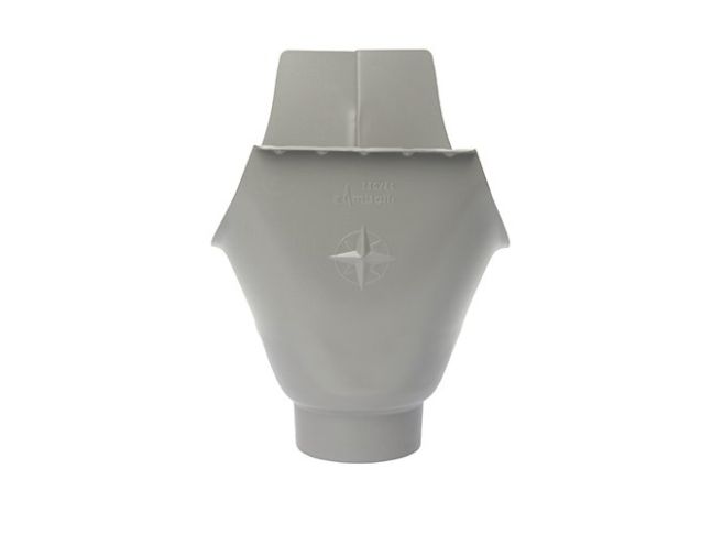 115mm Half Round Dusty Grey Galvanised Steel 80mm 'wrap around' Gutter Outlet