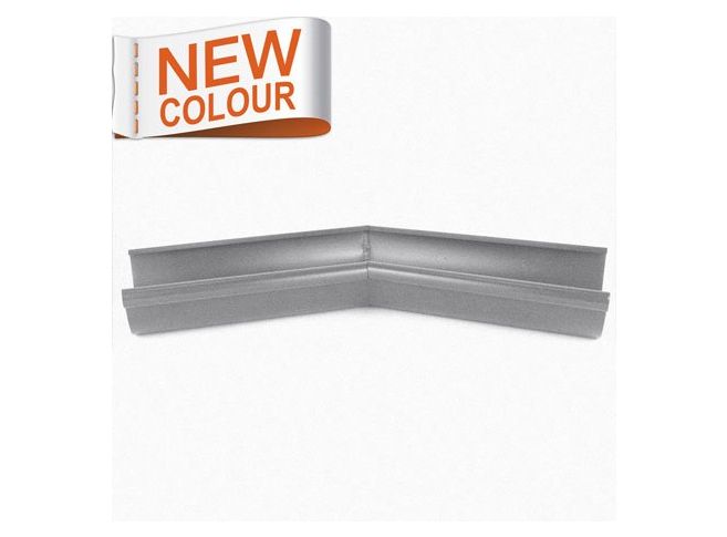 125mm Half Round RAL 9007 'Grey Aluminium' Galvanised Steel 135degree  Internal Gutter Angle