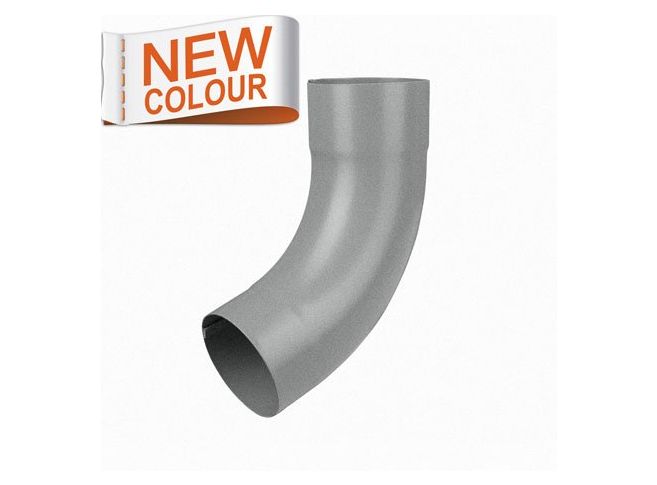 80mm RAL 9007 'Grey Aluminium' Galvanised Steel Downpipe 90 Degree Bend
