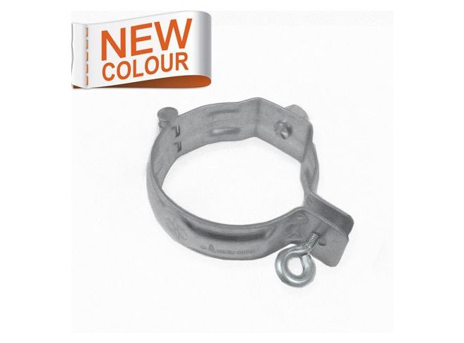 80mm RAL 9007 'Grey Aluminium' Galvanised Steel Downpipe Bracket with M10 Boss - for use with M10 Screw (not included)