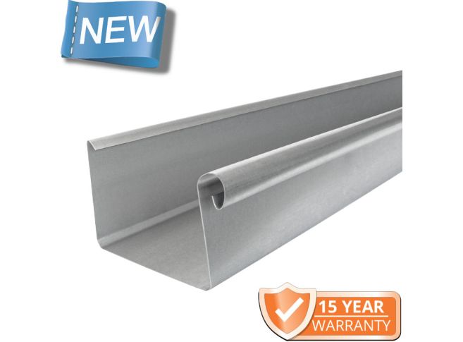 120x75mm Box Profile Galvanised Steel Gutter - 3m Length