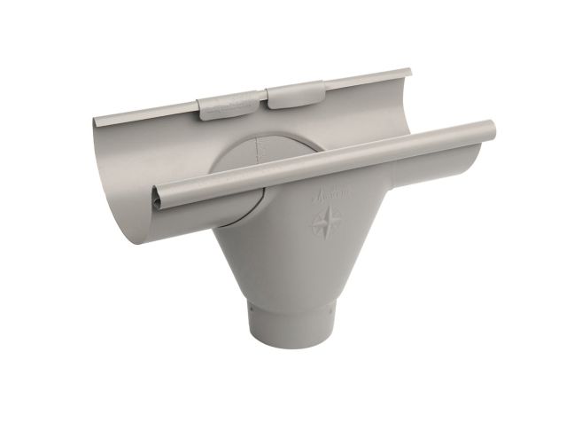 115mm Half Round Dusty Grey Galvanised Steel 80mm 'prefab' Gutter Outlet