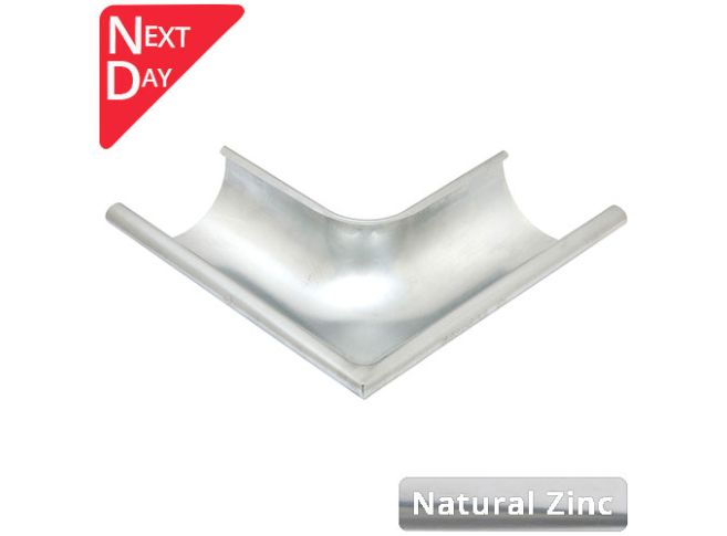 115mm Half Round Natural Zinc 90 Degree External Gutter Angle