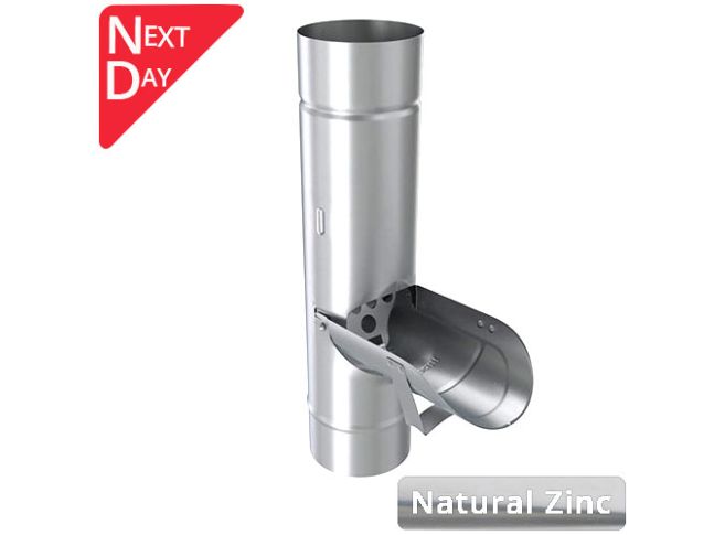 80mm Natural Zinc Downpipe Diverter without sieve