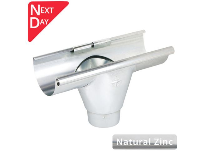 125mm Half Round Natural Zinc 80mm 'prefab' Gutter Outlet