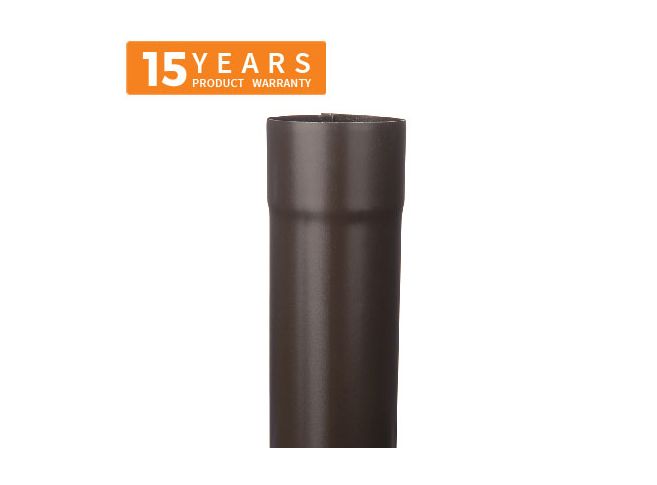 80mm Sepia Brown Galvanised Steel Downpipe 3m Length - 15 years Product Warranty