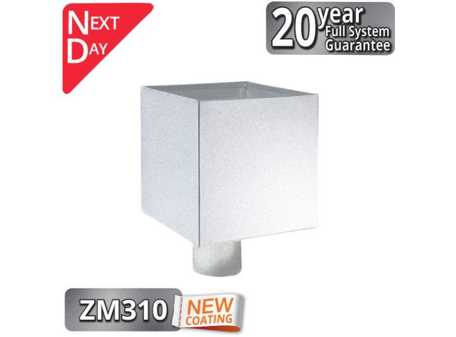 Infinity ZM Plain Box Hopper Head 200w x 200d x 200h with 80mm Outlet from Rainclear Systems with a 20year full system guarantee and next day delivery