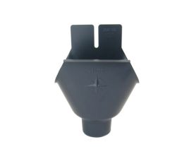 115mm Half Round Anthracite Grey Galvanised Steel 60mm 'wrap around' Gutter Outlet