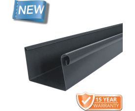 120x75mm Box Profile RAL 7016 Anthracite Grey Coated Galvanised Steel Gutter - 3m Length