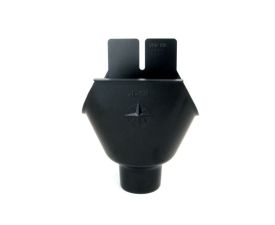 115mm Half Round Black Galvanised Steel 60mm 'wrap around' Gutter Outlet