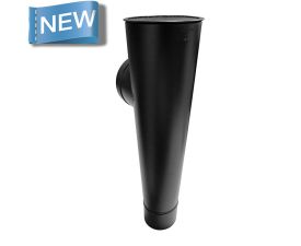 Black Coated Galvanised Steel Parapet “connected through the wall” Hopper with 80mm Outlet - BST80HO4 - Buy online now from Rainclear Systems