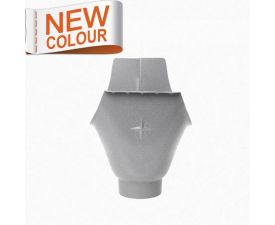 125mm Half Round RAL 9007 'Grey Aluminium' Galvanised Steel 80mm 'wrap around' Gutter Outlet