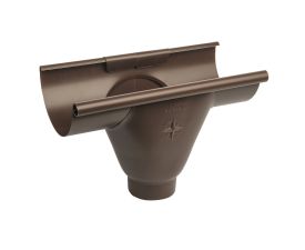 115mm Sepia Brown Steel Half-Round 80mm Prefab Gutter Outlet
