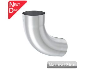 80mm Natural Zinc Downpipe 90 Degree Bend