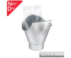 150mm Half Round Natural Zinc 100mm 'wrap around' Gutter Outlet