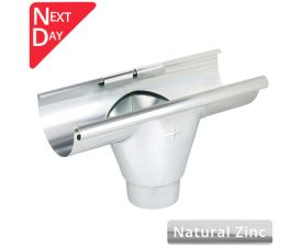 125mm Half Round Natural Zinc 80mm 'prefab' Gutter Outlet